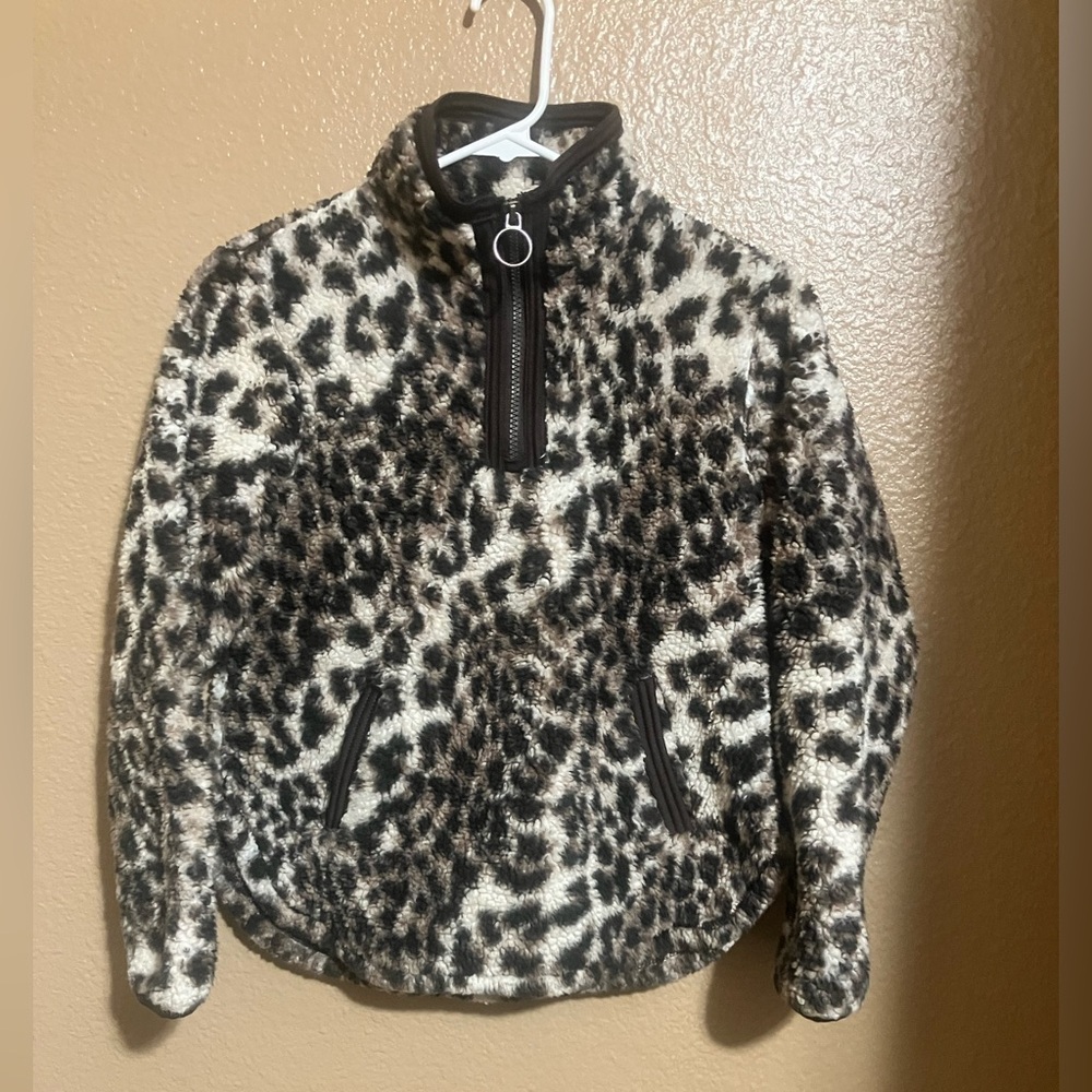 Leopard Print Kids Fleece Pullover